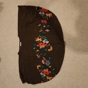 Fall Floral Batwing Ponch Brown Sweater OB2-12 Brand, sz M/L